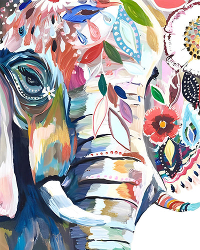 elephant avec des Fleurs Broderie Diamant