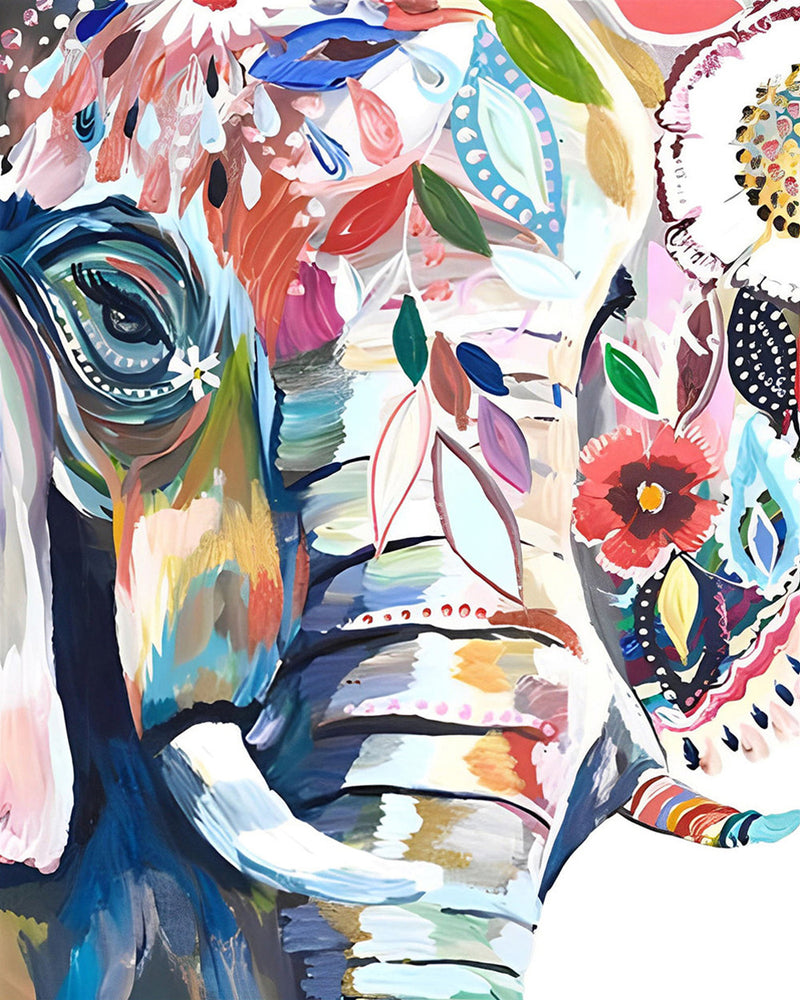 elephant avec des Fleurs Broderie Diamant