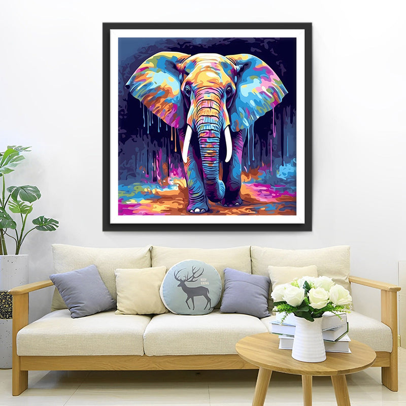 elephant Bleu et Violet Broderie Diamant