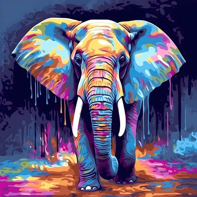 elephant Bleu et Violet Broderie Diamant