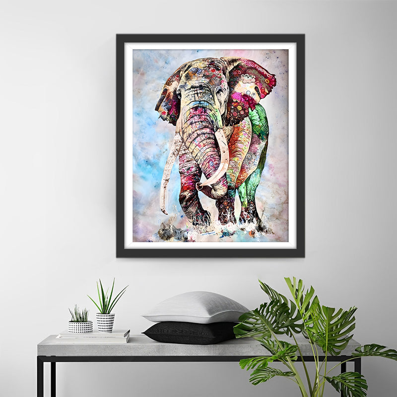 elephant en Aquarelle Broderie Diamant