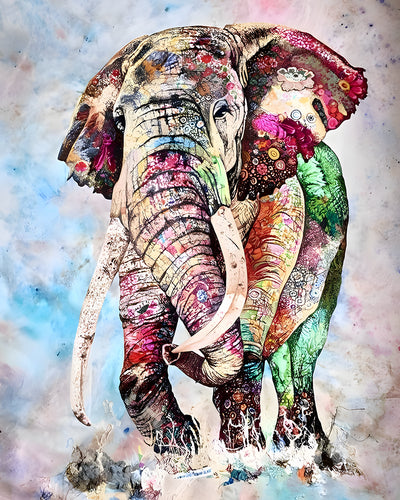 elephant en Aquarelle Broderie Diamant
