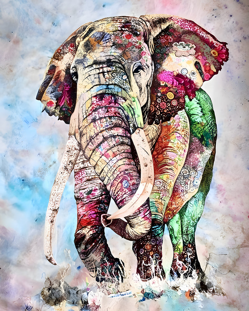 elephant en Aquarelle Broderie Diamant