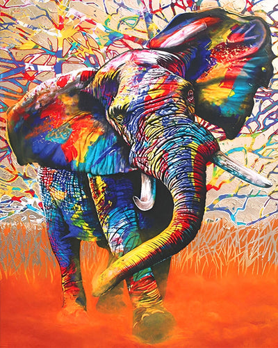 elephant en Course Broderie Diamant