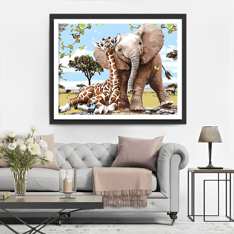 elephant et Girafe Broderie Diamant