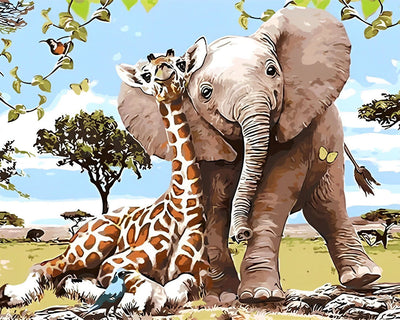 elephant et Girafe Broderie Diamant