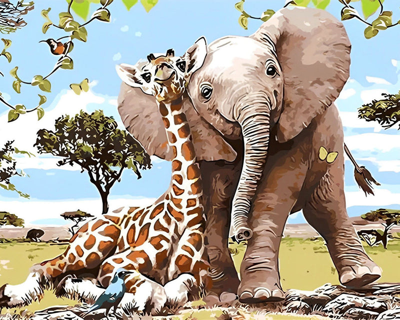 elephant et Girafe Broderie Diamant