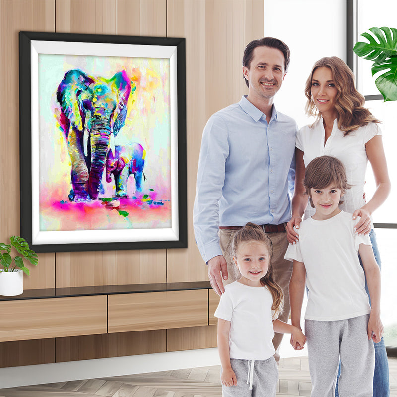 Éléphant Multicolore Broderie Diamant