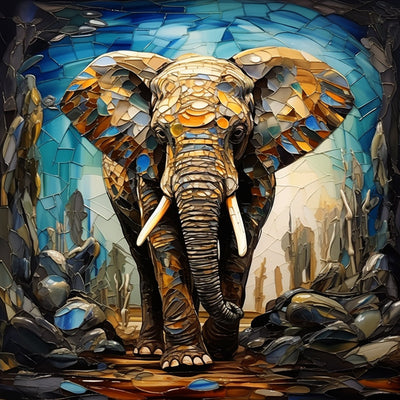 elephant Style Vitrail Vintage Broderie Diamant