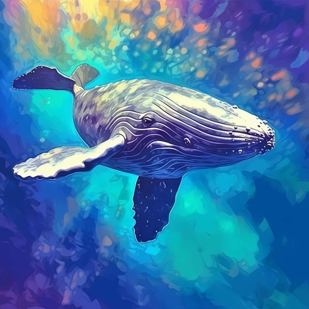 Énorme Baleine dans la Mer Broderie Diamant