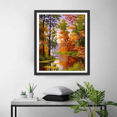 Érables d’Automne au Bord de la Rivière Broderie Diamant