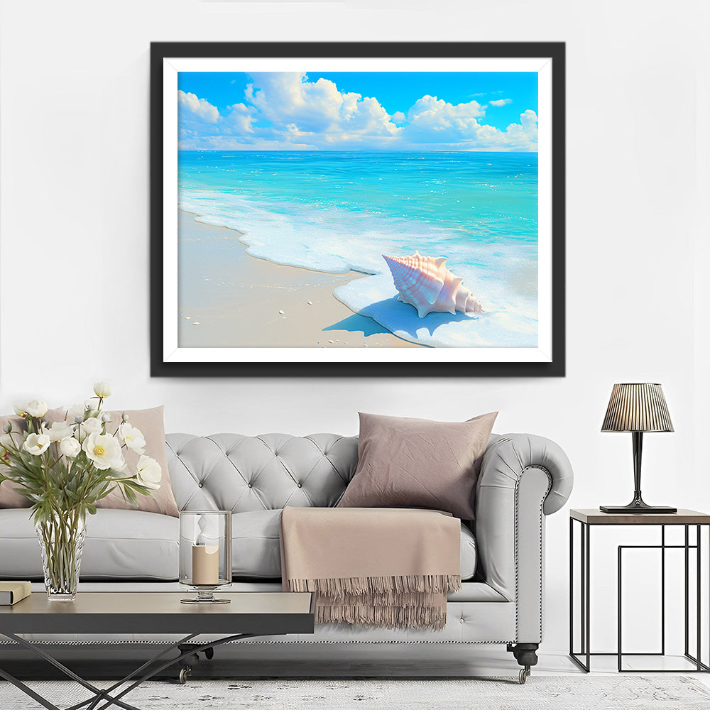 Escargot de Mer sur la Plage Broderie Diamant