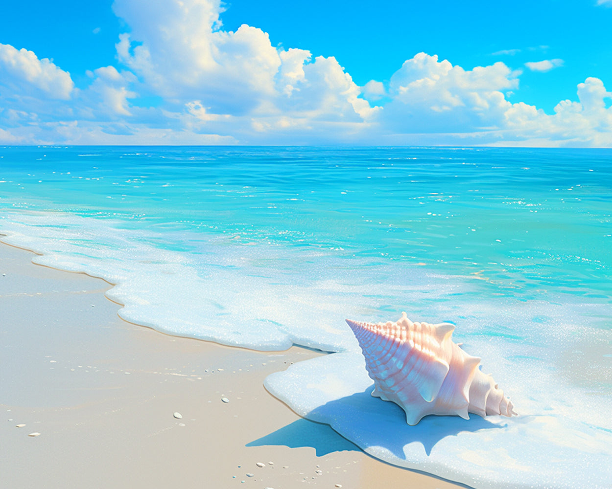 Escargot de Mer sur la Plage Broderie Diamant