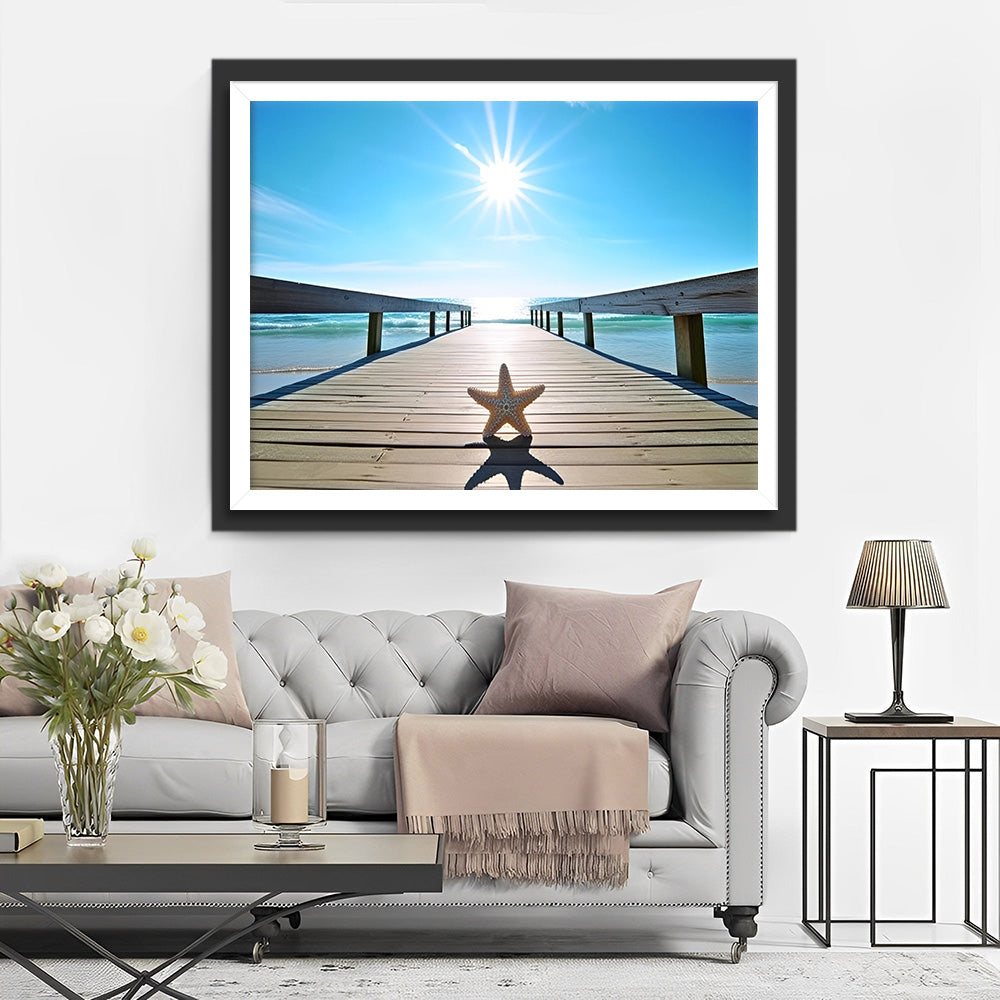 Étoile de Mer sur le Pont en Bois Broderie Diamant