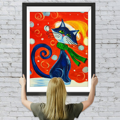 Étrange Chat Maigre Broderie Diamant