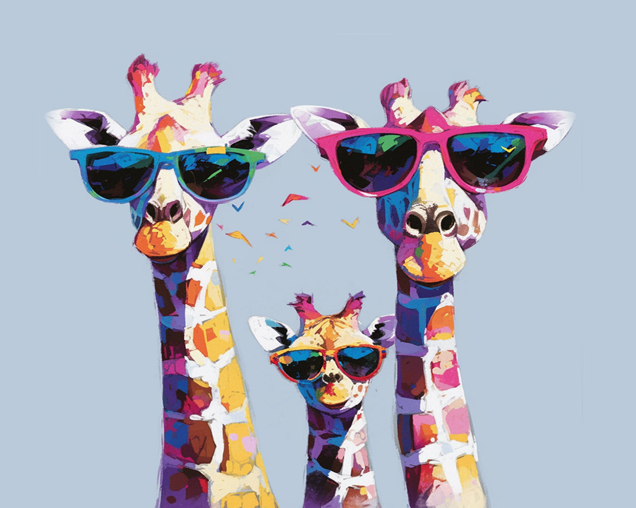 Famille de Girafes avec des Lunettes Broderie Diamant