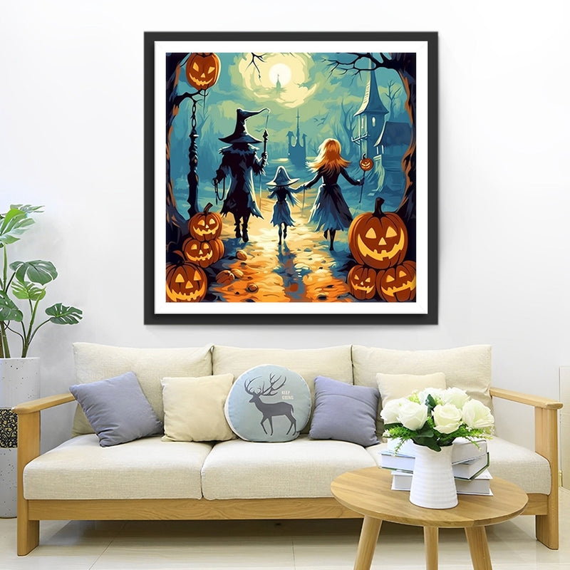 Famille de la Mort Halloween de Trois Personnes Broderie Diamant