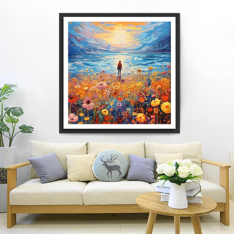 Fantaisie dans le Champ de Fleurs Broderie Diamant