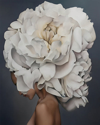 Femme à la Pivoine Blanche Broderie Diamant
