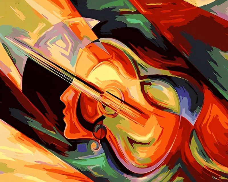 Femme Abstraite au Violon Broderie Diamant