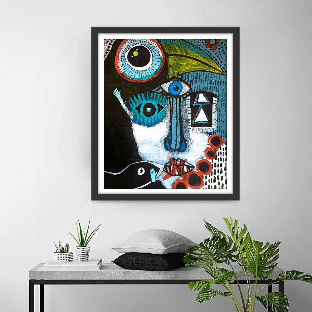 Femme Abstraite et Toucan Broderie Diamant