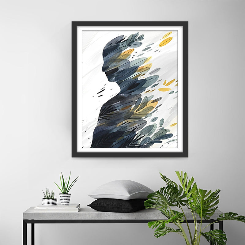 Femme Abstraite Faite de Feuilles Broderie Diamant