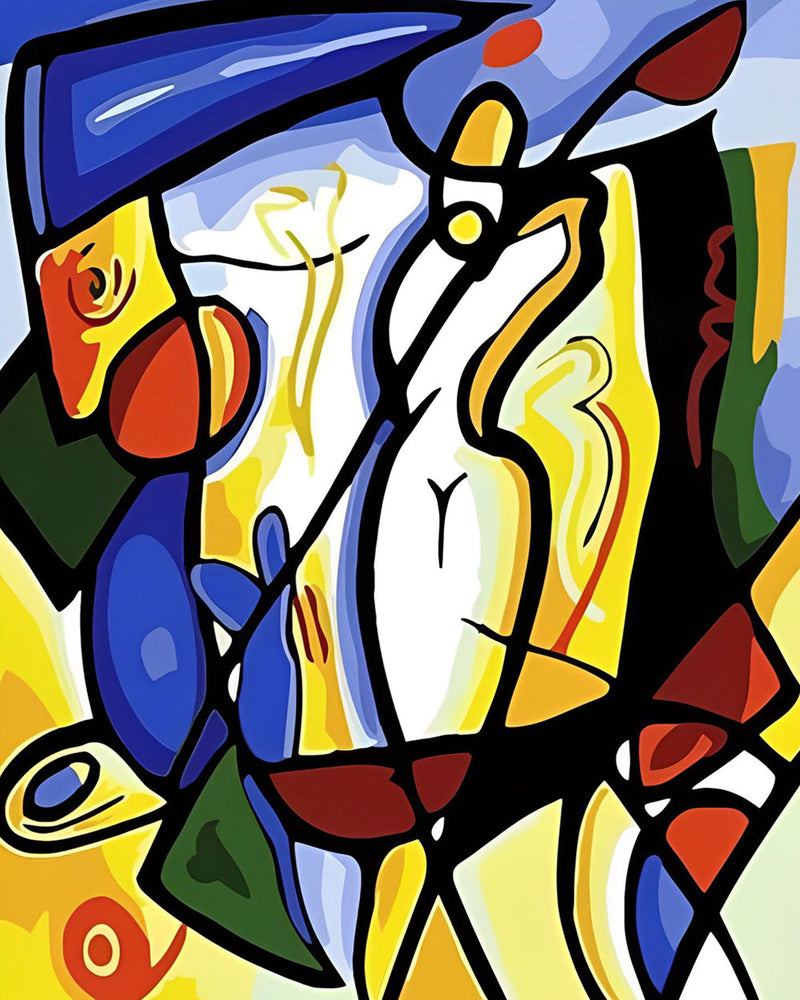 Femme Abstraite Jouant au Golf dans le Style Picasso Broderie Diamant