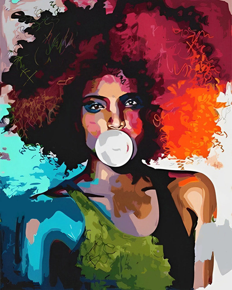 Femme Africaine aux Cheveux Roux Broderie Diamant