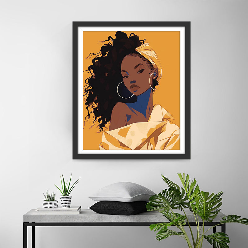 Femme Africaine Dessin Animé Broderie Diamant