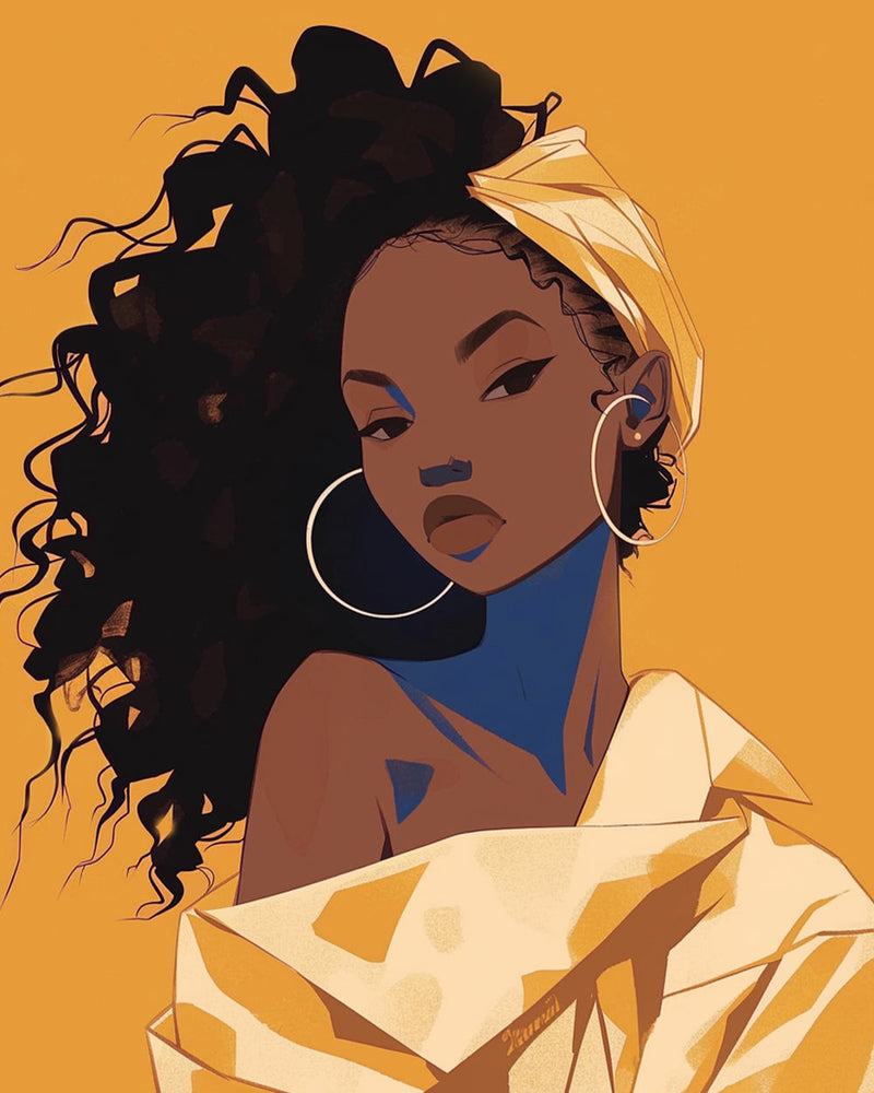 Femme Africaine Dessin Animé Broderie Diamant