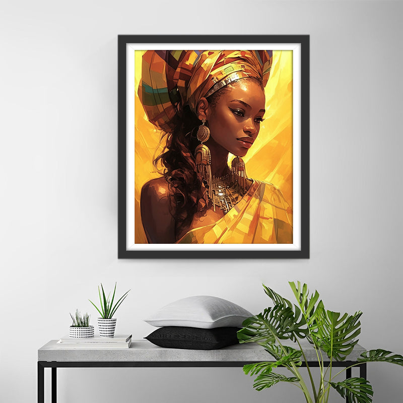 Femme Africaine Portant des Bijoux Dorés Broderie Diamant
