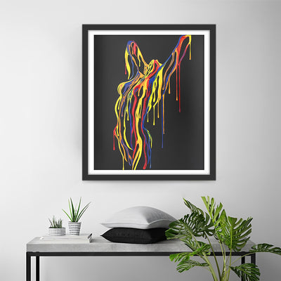 Femme aux Lignes Colorées Abstraites Broderie Diamant
