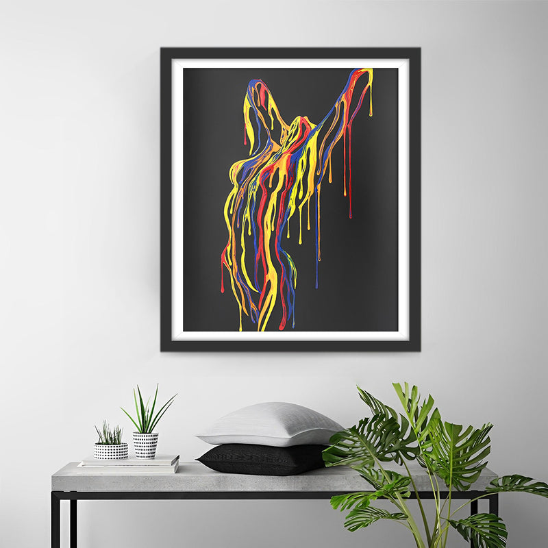 Femme aux Lignes Colorées Abstraites Broderie Diamant