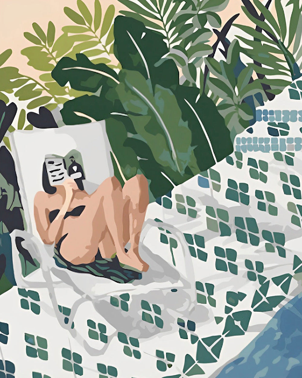 Femme en Vacances Tropicales Broderie Diamant