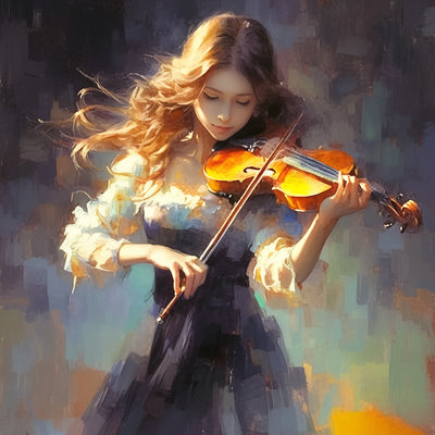 Femme Jouant du Violon Broderie Diamant