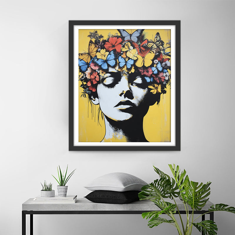 Femme Papillon Style Graffiti Broderie Diamant
