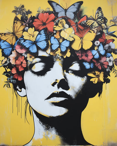 Femme Papillon Style Graffiti Broderie Diamant