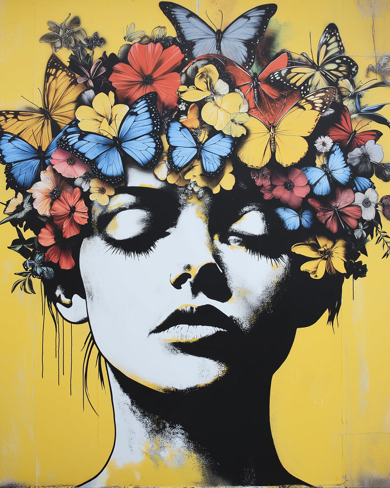 Femme Papillon Style Graffiti Broderie Diamant
