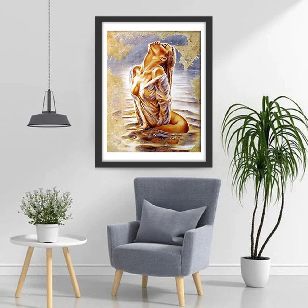 Femme Sensuelle dans l'Eau Broderie Diamant