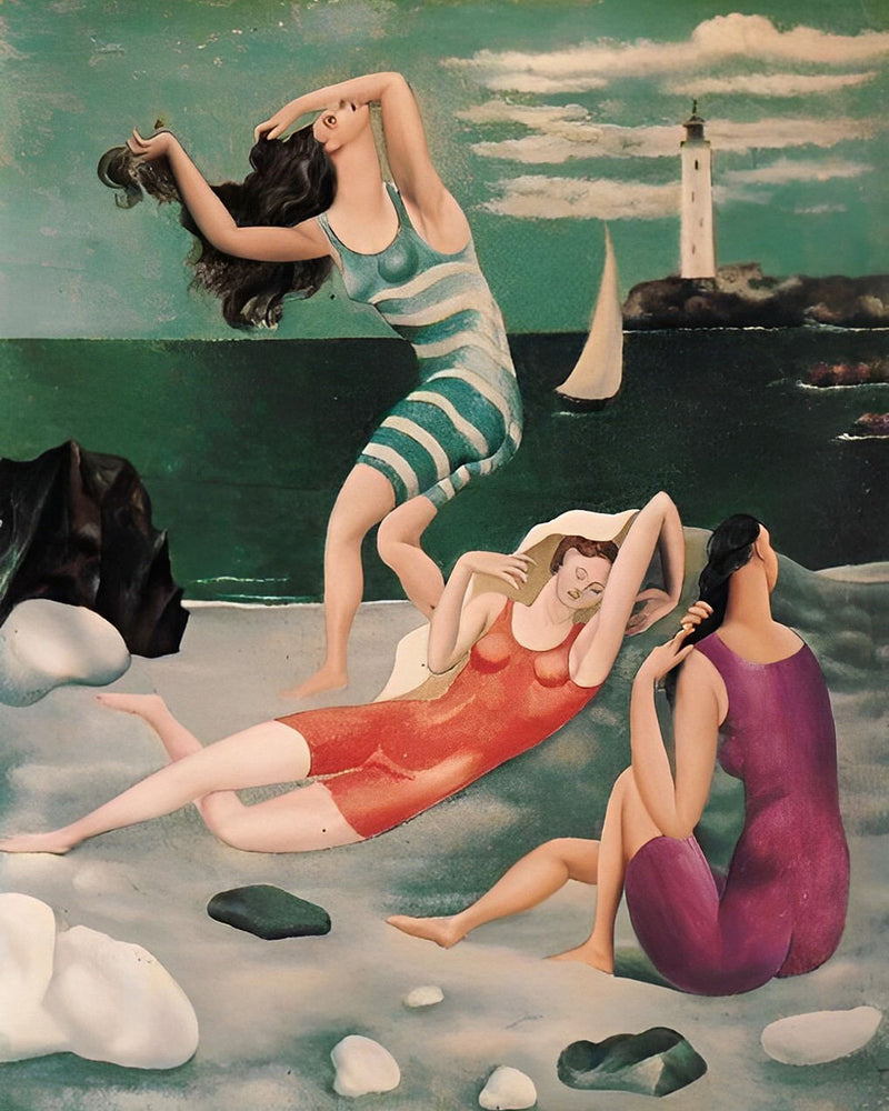 Femmes Abstraites au Bord de la Mer Broderie Diamant