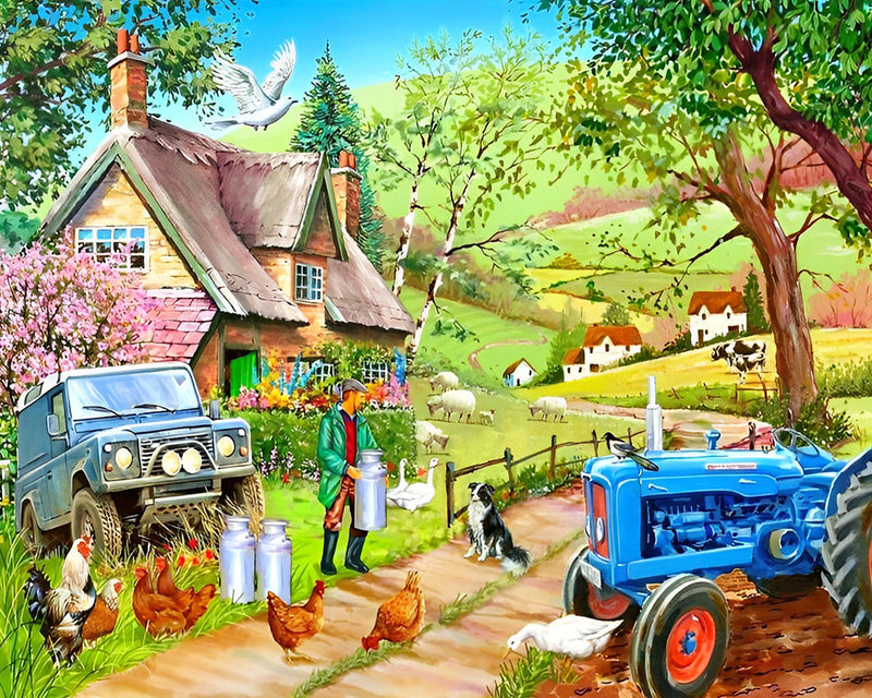 Ferme de Printemps dans les Montagnes Broderie Diamant