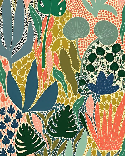 Feuilles de Diverses Plantes Broderie Diamant