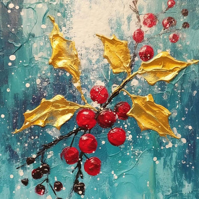 Feuilles Jaunes et Baies Rouges Broderie Diamant