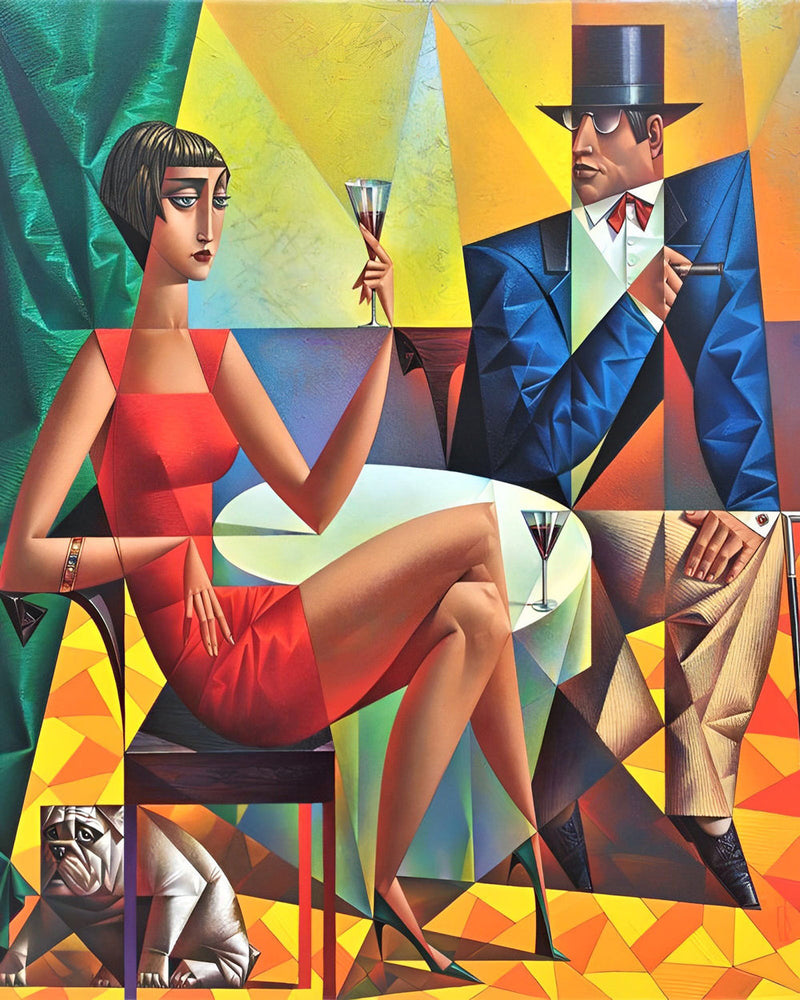Figures Abstraites et Chien Broderie Diamant