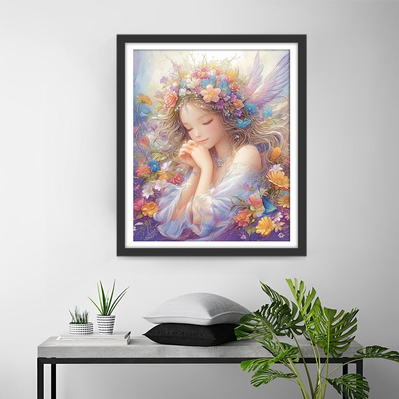Fille Ange et Fleurs Broderie Diamant