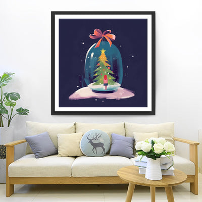 Fille de Noël et Boule de Cristal Broderie Diamant