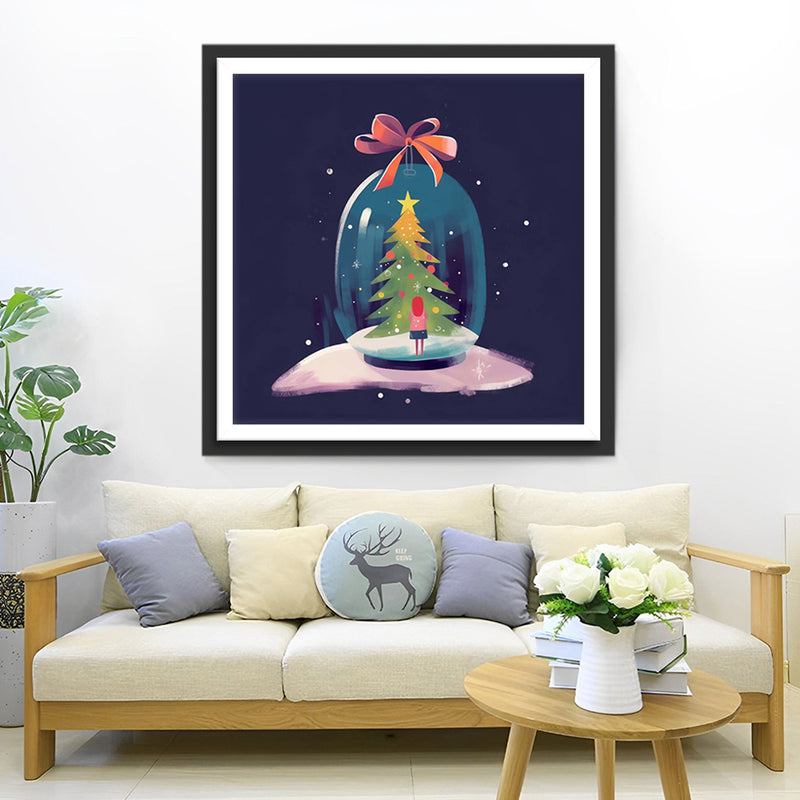 Fille de Noël et Boule de Cristal Broderie Diamant