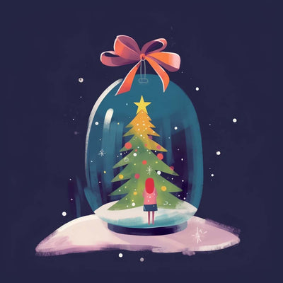 Fille de Noël et Boule de Cristal Broderie Diamant