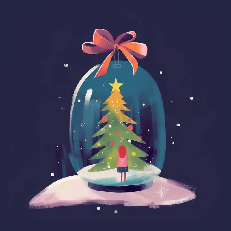 Fille de Noël et Boule de Cristal Broderie Diamant