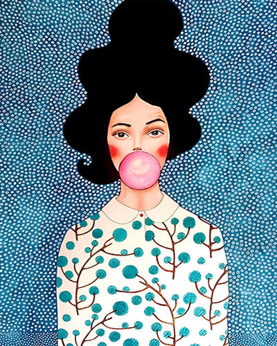 Fille Qui Mâche Du Chewing-Gum Broderie Diamant